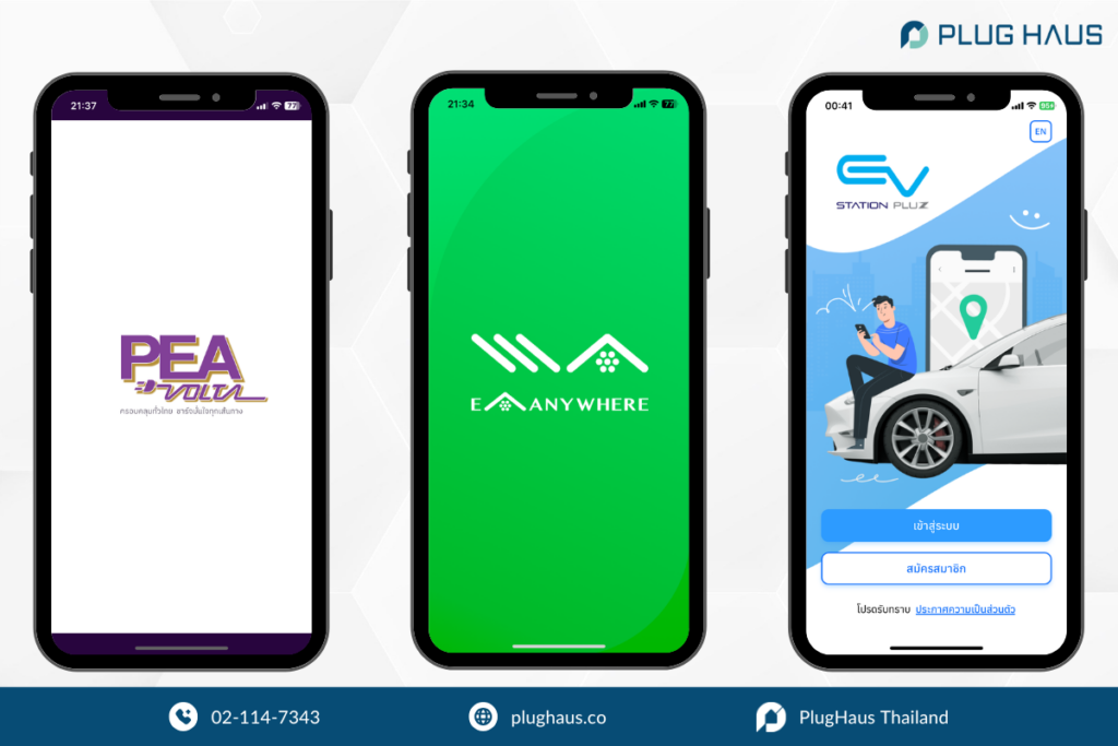 แอปฯ ค้นหาสถานีชาร์จรถยนต์ไฟฟ้า PEA, EA Anywhere และ PluZ